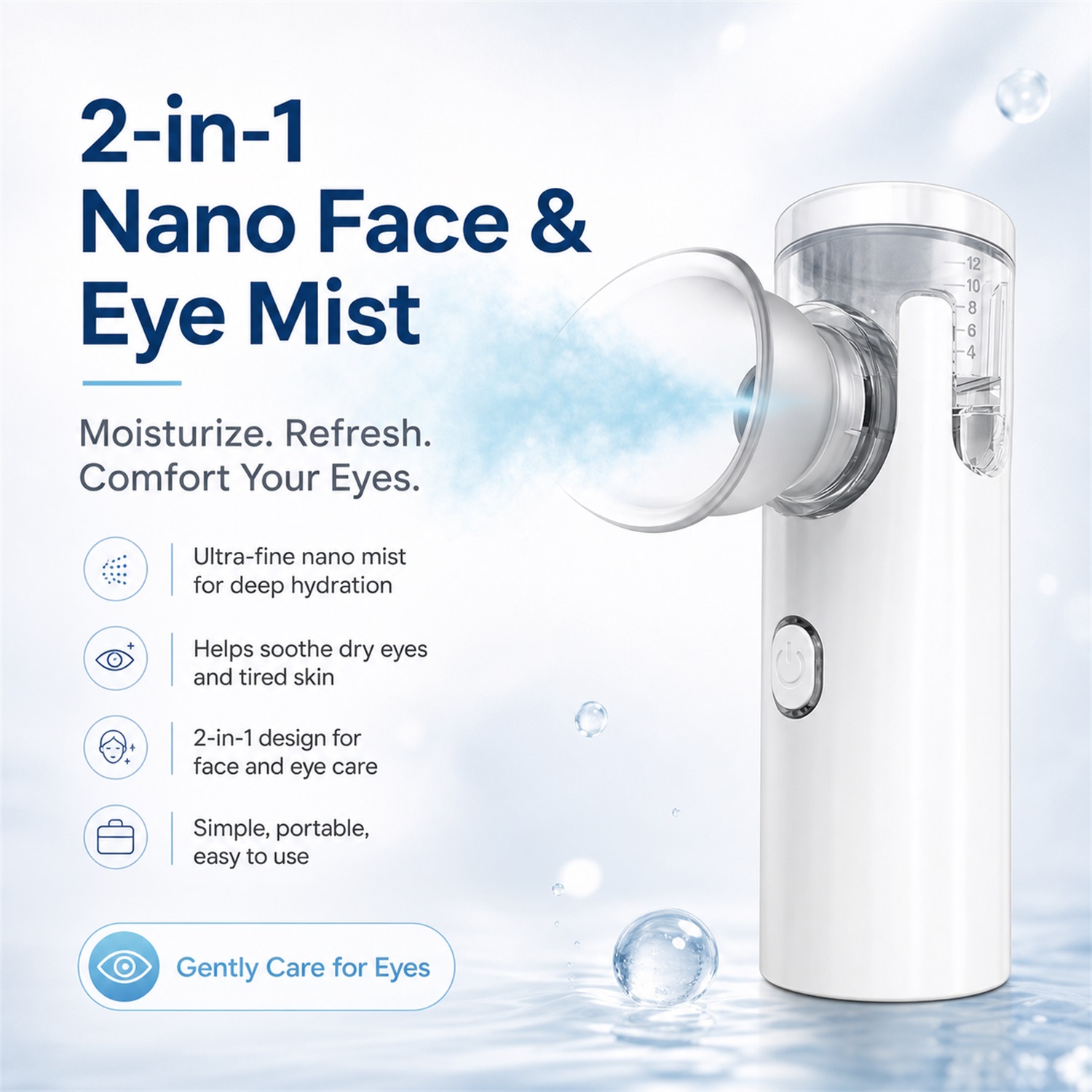 Face Steamer - เครื่องนวดตาแบบสเปรย์นาโน เครื่องพ่นไอน้ำสำหรับใบหน้า เครื่องเพิ่มความชุ่มชื้นในอากาศ เครื่องพ่นไอน้ำแบบ USB เครื่องอบไอน้ำบำรุงผิวหน้า