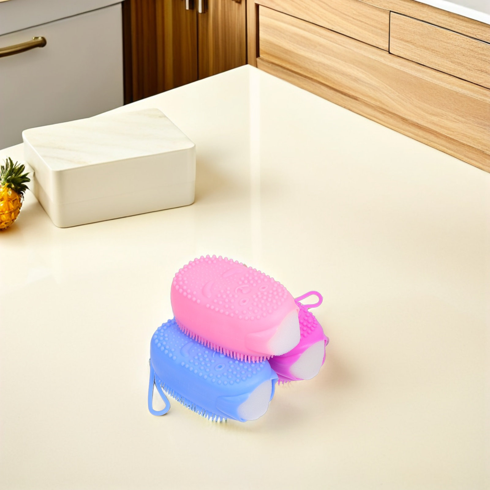 Body Brush - 3 ชิ้น ฟองน้ำขัดตัวซิลิโคนสองด้าน แปรงอาบน้ำขัดผิวเนื้อนุ่ม ทำความสะอาดล้ำลึก แปรงขัดหลัง