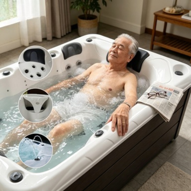 Spa Massager - อ่างอาบน้ำนวดตัวอะคริลิก อ่างน้ำวนสปา อ่างน้ำร้อนจากุซซี่กลางแจ้ง 4 ที่นั่ง 37