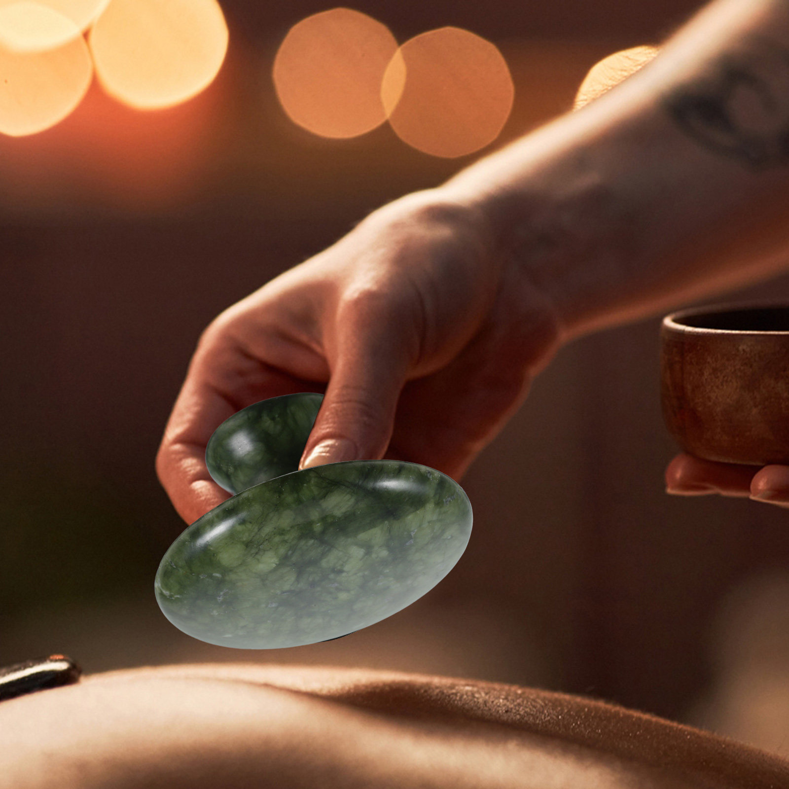 Spa Massager - หินนวดกัวซาทรงเห็ด หินหยกนวดหน้าและรอบดวงตา หัวนวดทรงเห็ดเรียบเนียน อุปกรณ์สปาสำหรับผ่อนคลายใบหน้าและลำคอ